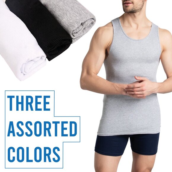 Men's Classic Solid Slim-Fit Cotton Soft Ribbed Slim-Fitting Summer Tank Tops - Picture 3 of 14